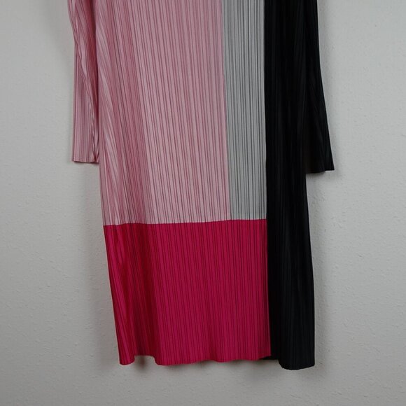 Ming Wang Colorblock Dress Women's Size M Pink Pleated Crinkle Crepe de Chine - Picture 5 of 14